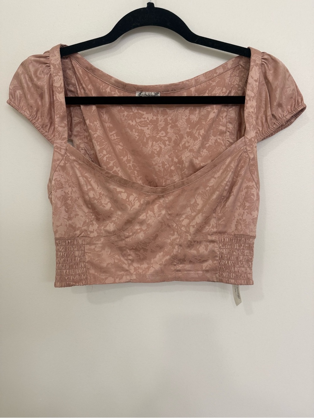Free people -intimately Floral Satin Crop Top in Dusty Rose - Women Tops Size M